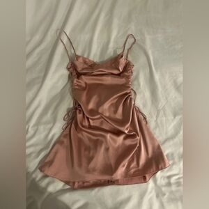 Elegant Pink Satin Slip Dress